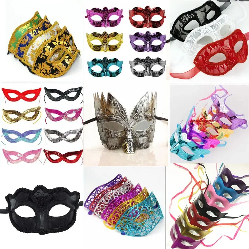 10pcs Women Men Venetian Feather Party Masks For Easter Cosplay Birthday Halloween Wedding