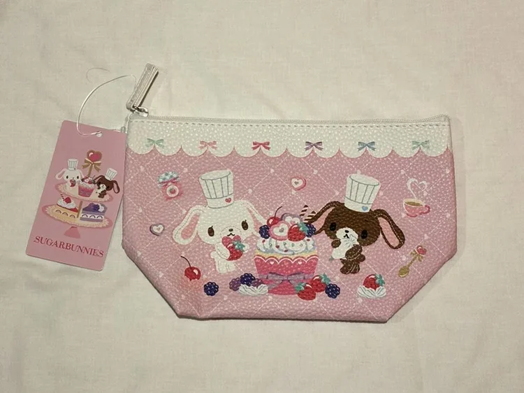 Sugarbunnies Usahana Makeup Bag Storage Organizer Kawaii Cute Cosmetic Bags Leather Cartoon Make Up Pouch Vanity Beauty Case