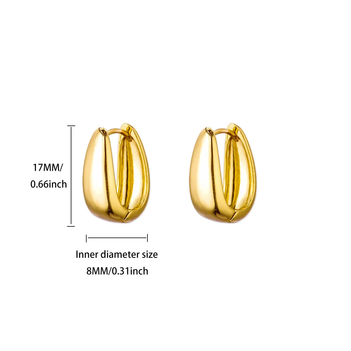 Classic U-Shaped Stainless Steel Earrings Gold Color