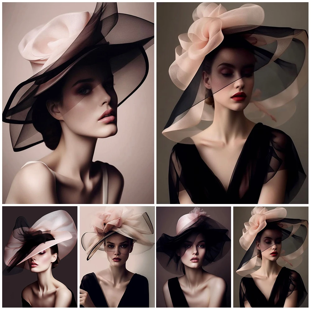

Fashion Girl Modern Woman Model Portrait Poster Wall Art Canvas Painting Home Decor Wall Pictures For Living Room Unframed