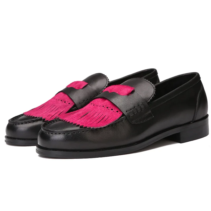 

Tassel Color Matching Men's Shoes New Leather Shoes Korean Men's Breathable Wear-resistant Shoes Genuine Leather Loafers Men's