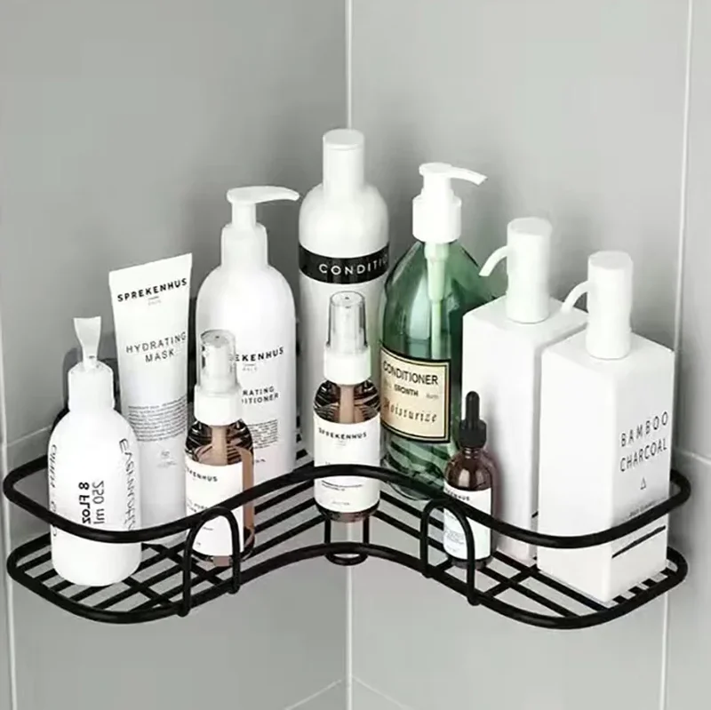 Bathroom Supplies Floating Wall Shelf Metal Organizer Cart Shower Curtain...