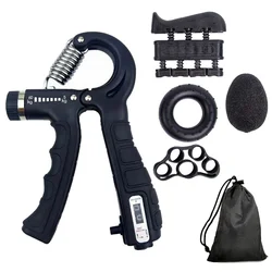 Adjustable Resistance Hand Grip Strengthener with Counter (Black - 6pcs)