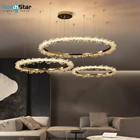 Nordic Luxury Led Crystal Ring Chandeliers for Living Dining Room Modern Minimalism Crystal Pendant Light Hanging Chandelier 2