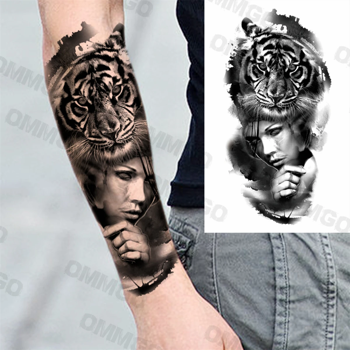 3D Realistic Anchor Pirate Temporary Tattoos For Men Adult Tiger Warrior Wolf Forest Fake Tattoo Body Art Decoration Tatoo Paper