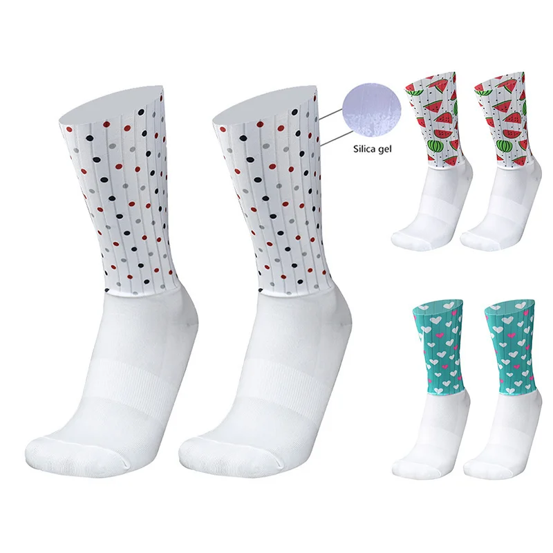 2 Pairs Silicone Cool Cycling Socks Summer Breathable Non-slip