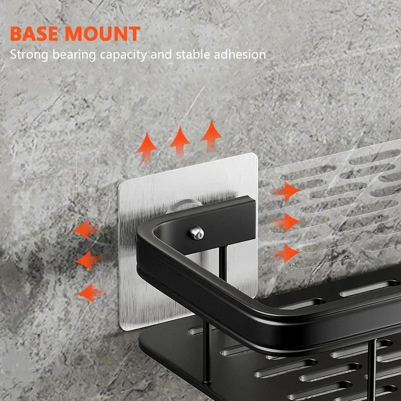 Bathroom Storage Rack No Drill Shelves Wall Mount Corner Shelf Shower Holder For WC Shampoo Organizer Bathroom Accessories 4