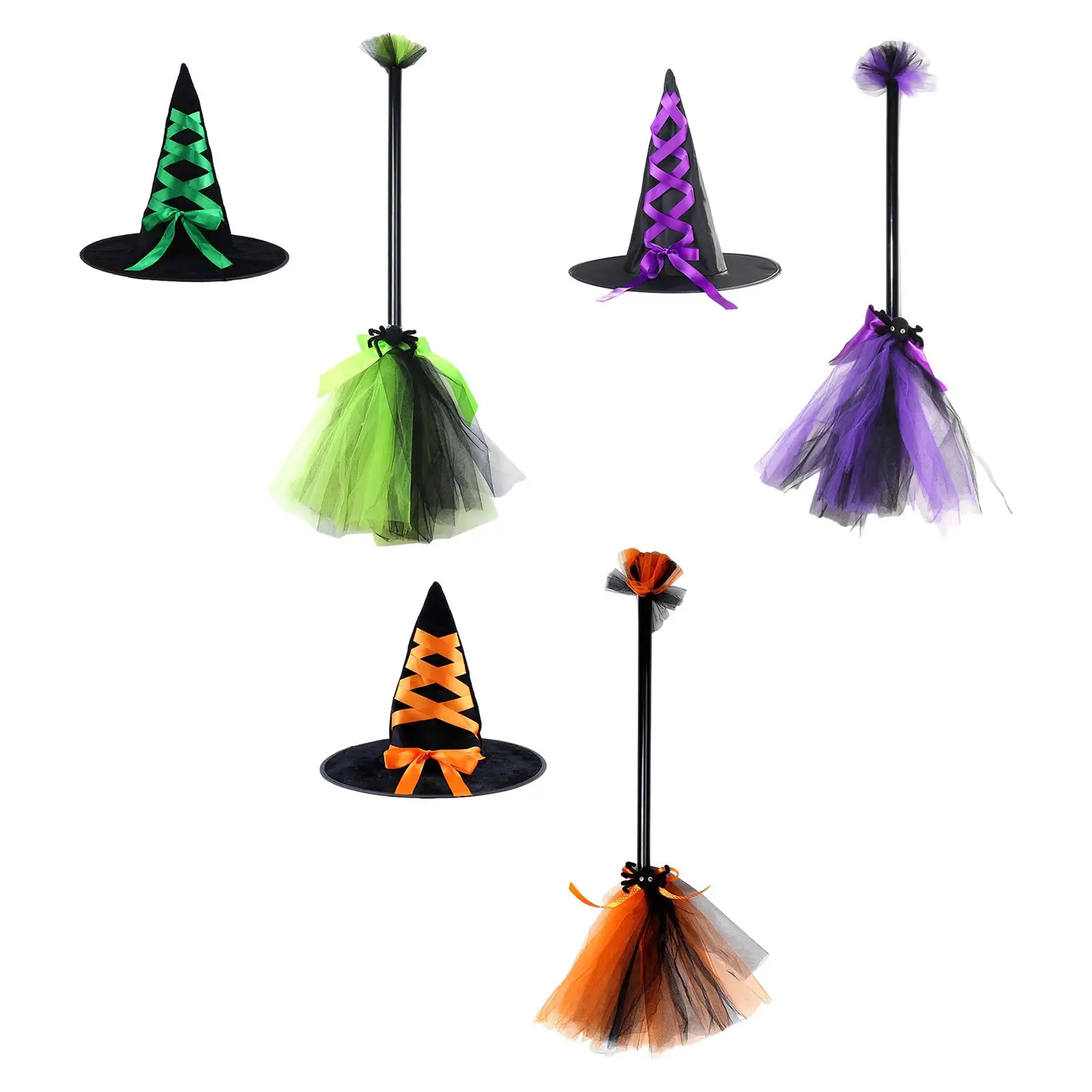 

Halloween Witch Broom Witch Hat Children Decor Novelty Witch Pointed Hat for Holiday Fancy Dress Photo Props Masquerade Decor