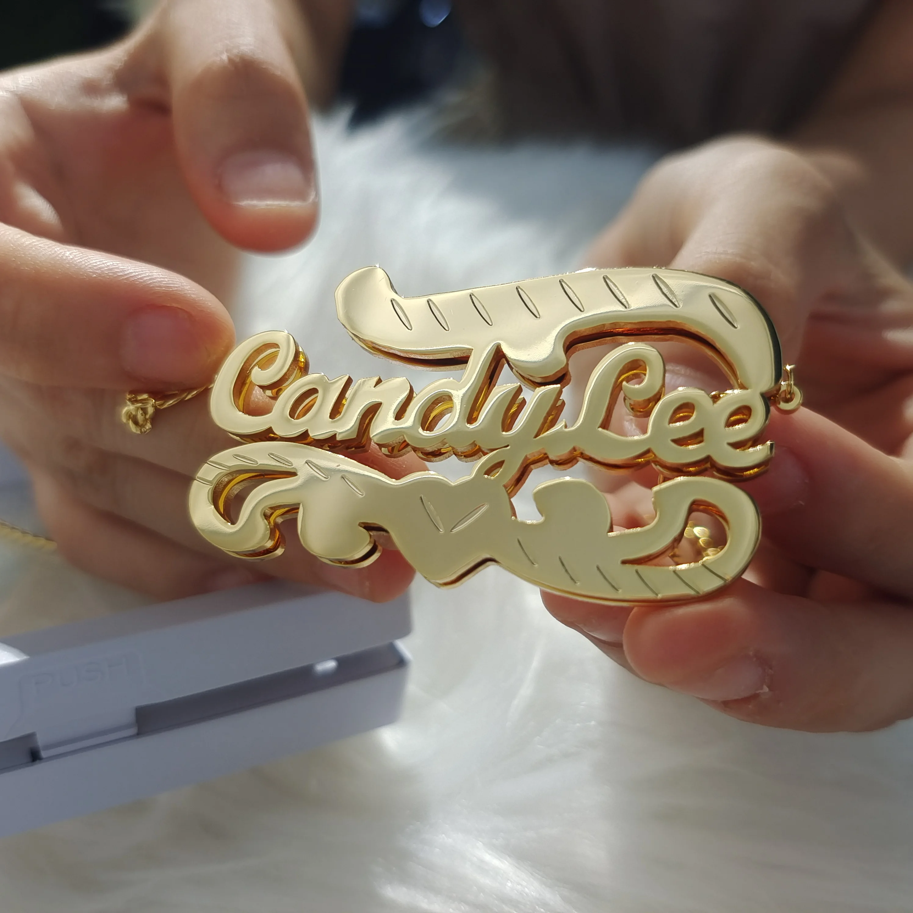 Custom 3D Double Plated Name Necklace Personalized Name