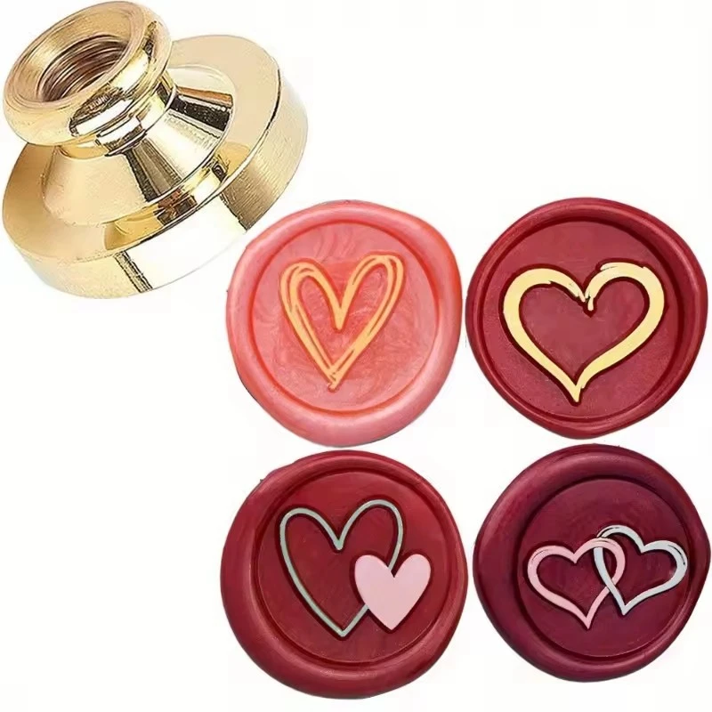 Valentine's Day Heart Wax Seal Stamp, Vintage Brass Head Sealing Wax Stamp for Wedding Birthday Party Invitations Envelop Decor