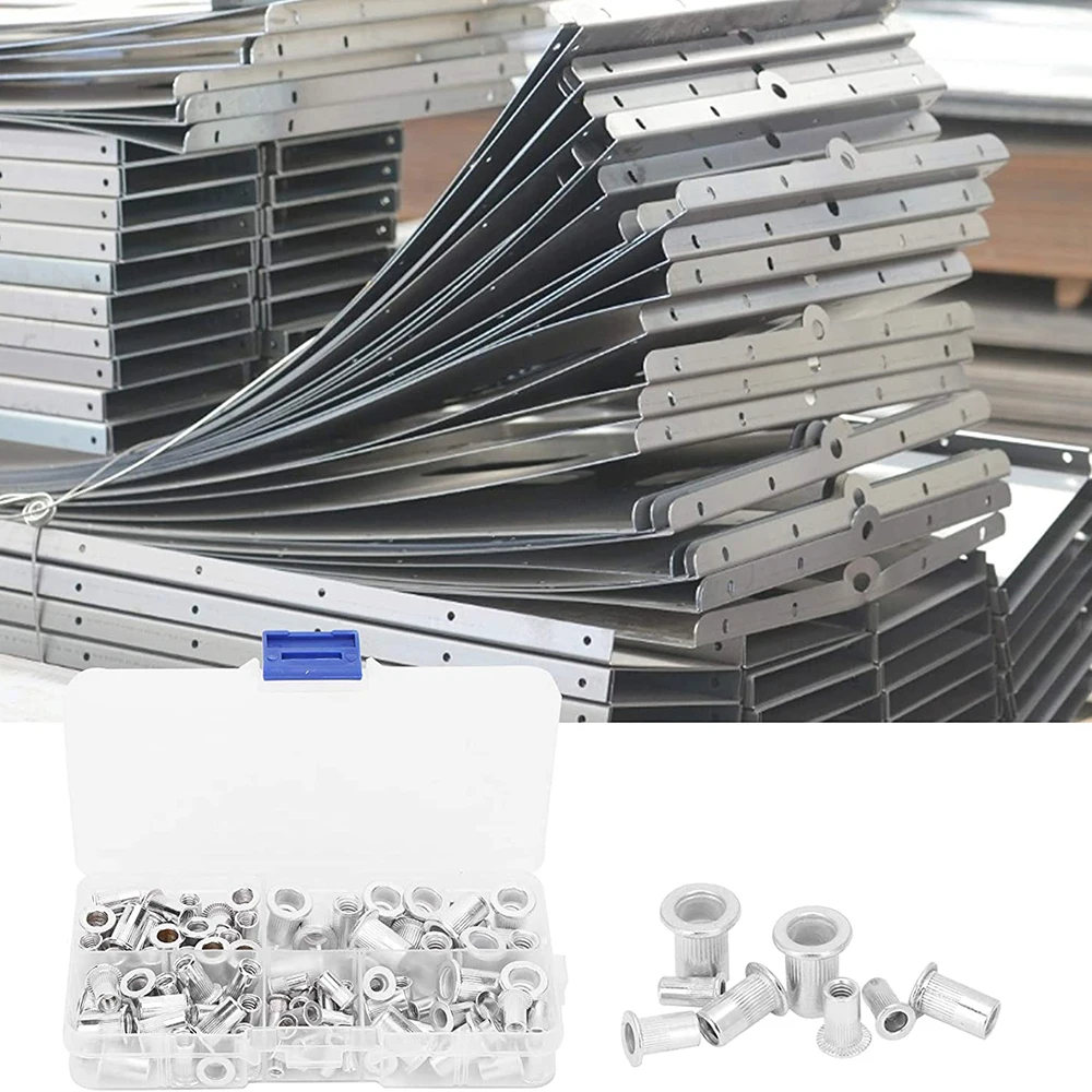 100pcs Aluminum Flat Head Nut Set M3 M4 M5 M6 M8 Insert Rivets Mixed Size Auto Rivet Tool Set rivet gun rivet nut tool rivet gun set rivet nuts set
