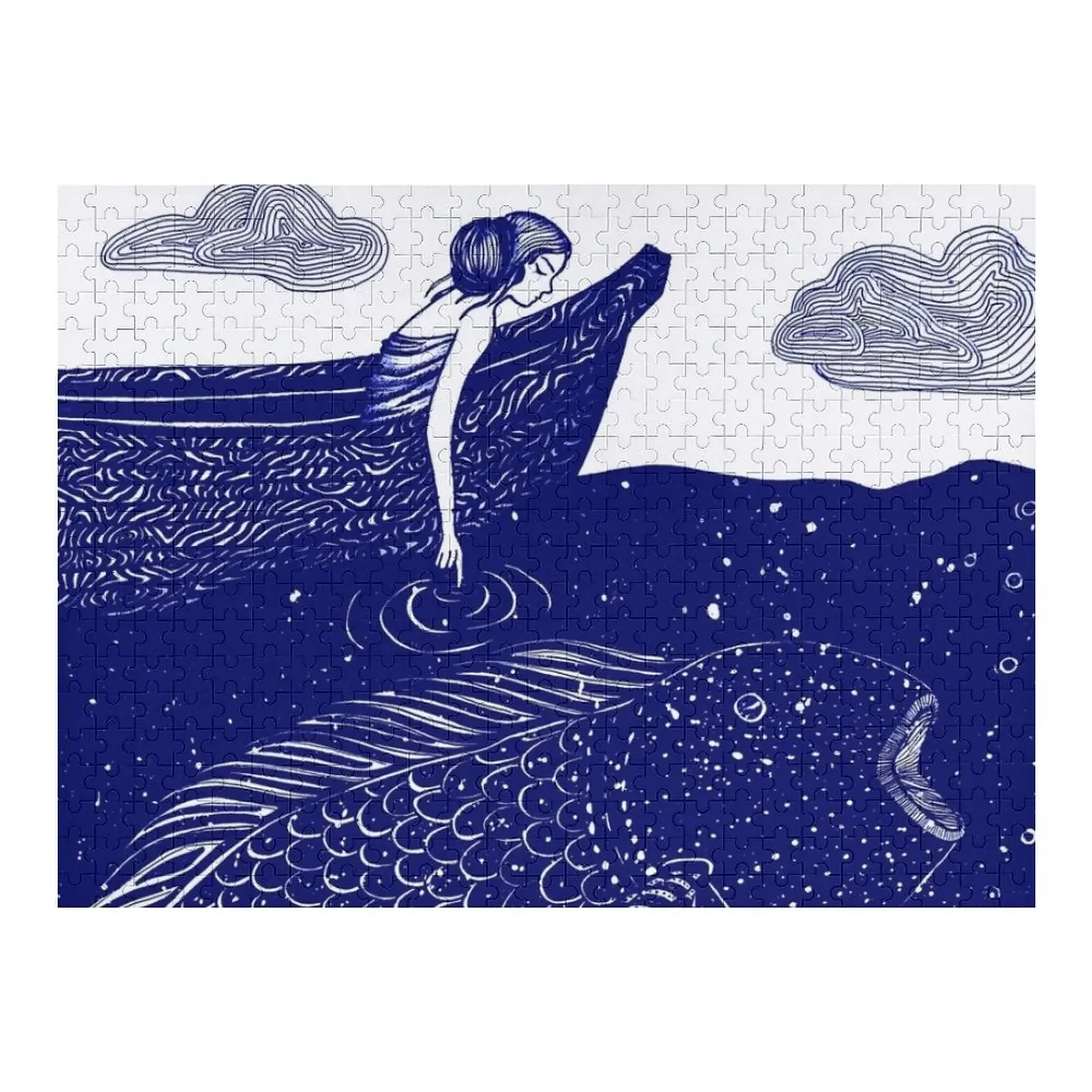 

The Blue Shimmering Sea Lights Jigsaw Puzzle Customizable Gift Custom Wooden Gift Puzzle