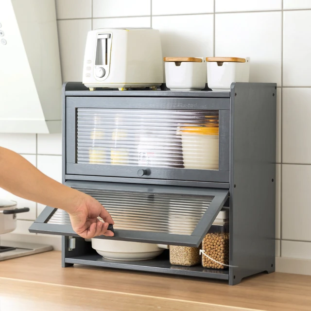 일본식 간편한 식사 사이드 캐비닛: 현대적이고 깔끔한 주방 공간을 위한 차도구와 향신료 정리