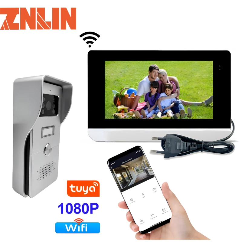 

7" LCD Touch Screen Video Intercom Wifi Tuya Video Doorbell Intercom with Camera 1080P Wired Doorbell Visual Intercom System