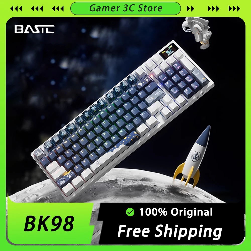 

BASTC BK98 Mechanical Keyboard Smart Color Screen Three Mode Hot Swap Wireless Gaming Keyboard Dynamic RGB 96 Keys Pc Gamer Mac