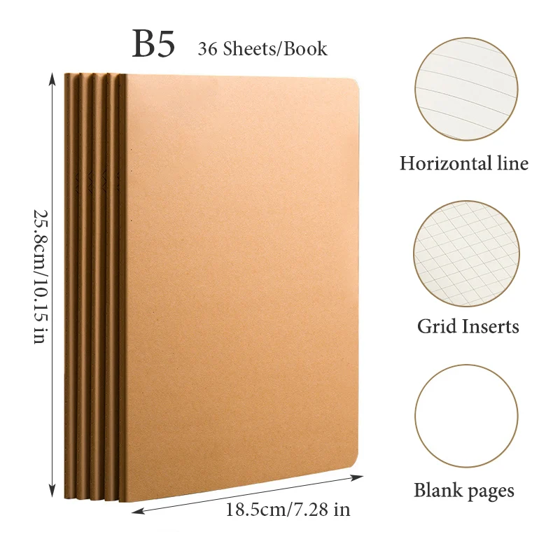 5pcs B5 Kraft