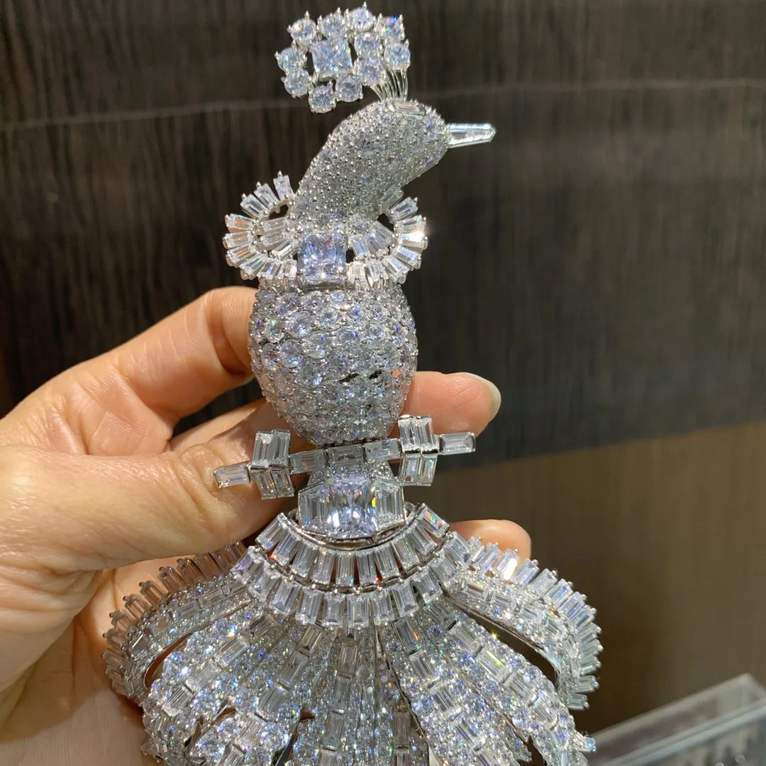 large bird brooch big luxury jewelry bird of paradise brooch 925 sterling silver with cubic zircon high quality 23*8CM unisex 2 large bird brooch big luxury jewelry bird of paradise brooch 925 sterling silver with cubic zircon high quality 23*8CM unisex - Image 2