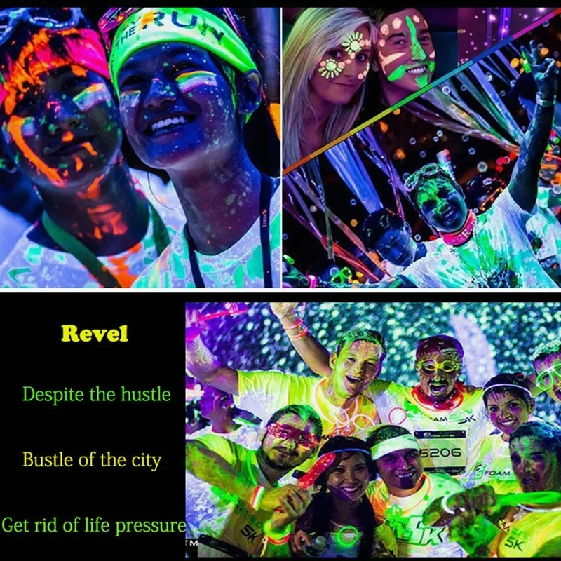 Body Face Paint Face Body Paint 7 Colors luminiscent paint Face Body Art Paint UV Glow Fluorescent Glowing Halloween Party Fancy Dress Beauty Makeup Dark Paint