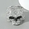 Gothic Skull Finger Rings for Men Women Rock Hiphop Crystal Black/Silver Color Ghost Head Biker Ring Punk Fashion Jewelry Gifts 2