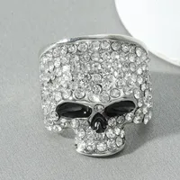 Gothic Skull Finger Rings for Men Women Rock Hiphop Crystal Black/Silver Color Ghost Head Biker Ring Punk Fashion Jewelry Gifts 2