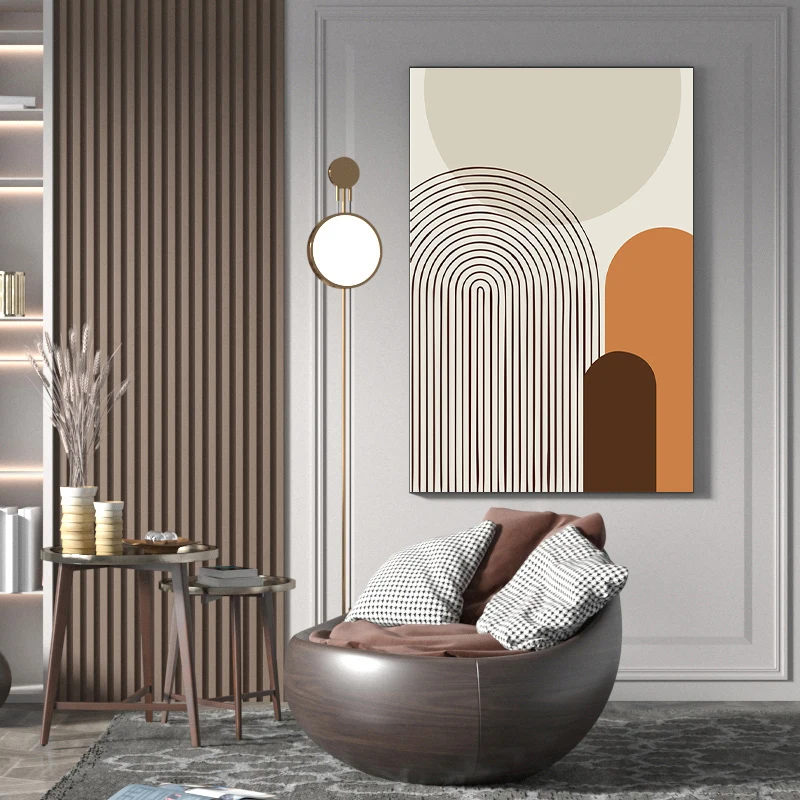 

Simple Nordic Morandi color abstract geometric art poster porch mural living room decoration picture print on the wall painting