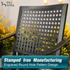 Large Wrought Iron Dining Table with Umbrella Hole & Stackable Metal Chairs, Dining Furniture, Garden Sofas 3