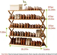 Folding Bamboo Shoe Rack - No Installation Required, Ventilated Design,(5 Tier) 2
