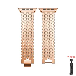 Elegant Metal Alloy Bracelet Strap for 42 44 45 49 S10-46mm (Rose gold)