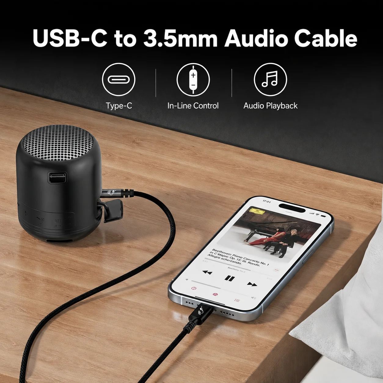 Premium USB-C to 3.5mm HiFi Stereo Audio Cable