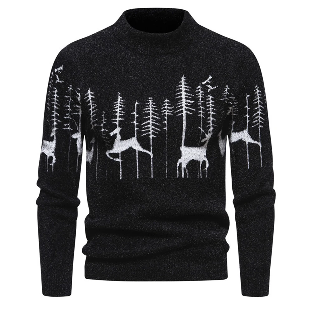 New Men's Sweaters Christmas Elk Deer O-Neck Knit Pullovers Party Casual Long Sleeve Sweater Jumpers Knitwear Tops Men Clothes