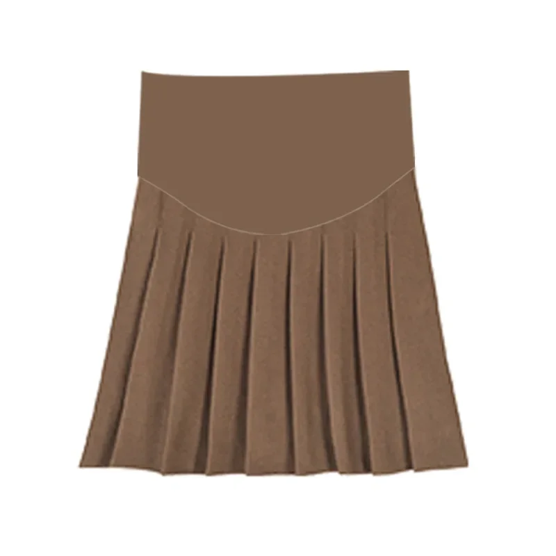 High-waisted Slimming Mini Dress For Pregnant Women Autumn Winter Pleated Skirt Women's Outerwear A- line Hip Support Skirt