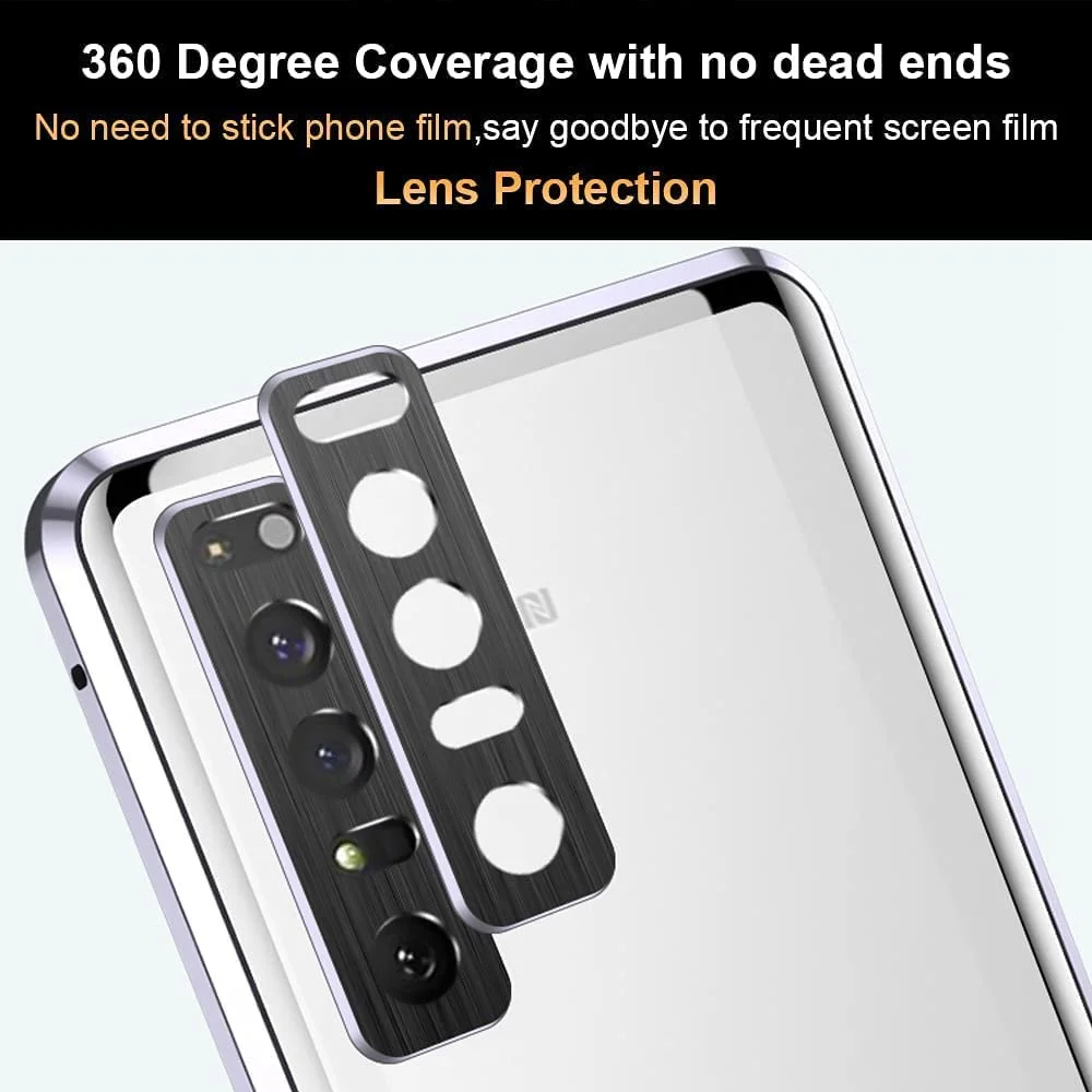 Magnetic Case for Sony Xperia 10 IV Clear Double Sided Glass Absorption Metal Bumper Cover for Sony Xperia 1 IV