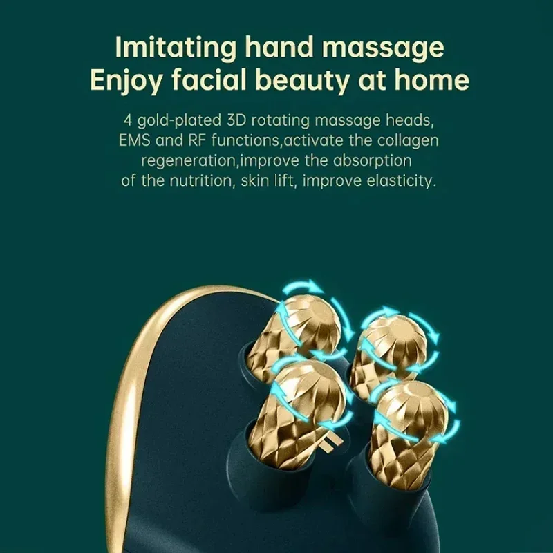Facial Massager Facial Massage Instrument Beauty Instrument EMS 5 in 1 Facial Massager 4D Massage Head Home Use Facial Device Promote Face Cream Absorption Beauty Tool 5 Light Color Modes