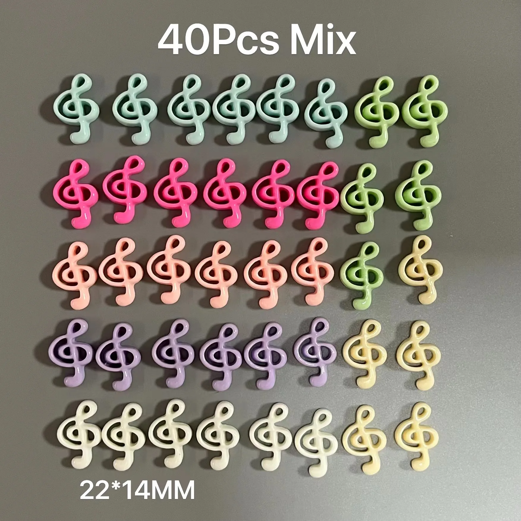 40Pcs 무작위 혼합 신선한 일본 음악 참고 날개 네일 아트 매력 Y2k 도파민 여덟 노트 전화 케이스 라이터 키보드 장식