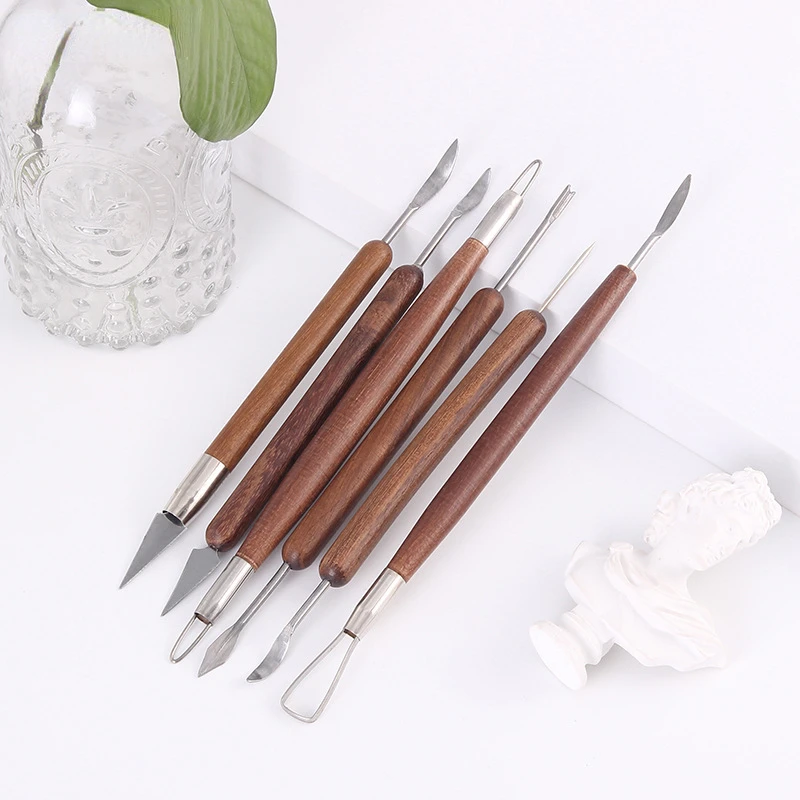 6pcs/set Pottery Clay Sculpting Tools Wooden Handle Pottery Carving Tool  for Pottery Sculpture Ceramic Clay Trimming Cutting Kit - AliExpress