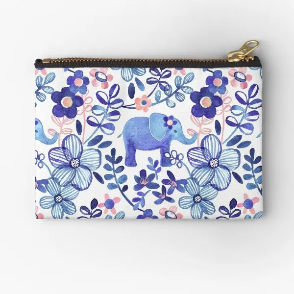 

Pale Coral White And Purple Elephant An Zipper Pouches Men Packaging Storage Women Panties Cosmetic Money Pure Bag Pocket Coin