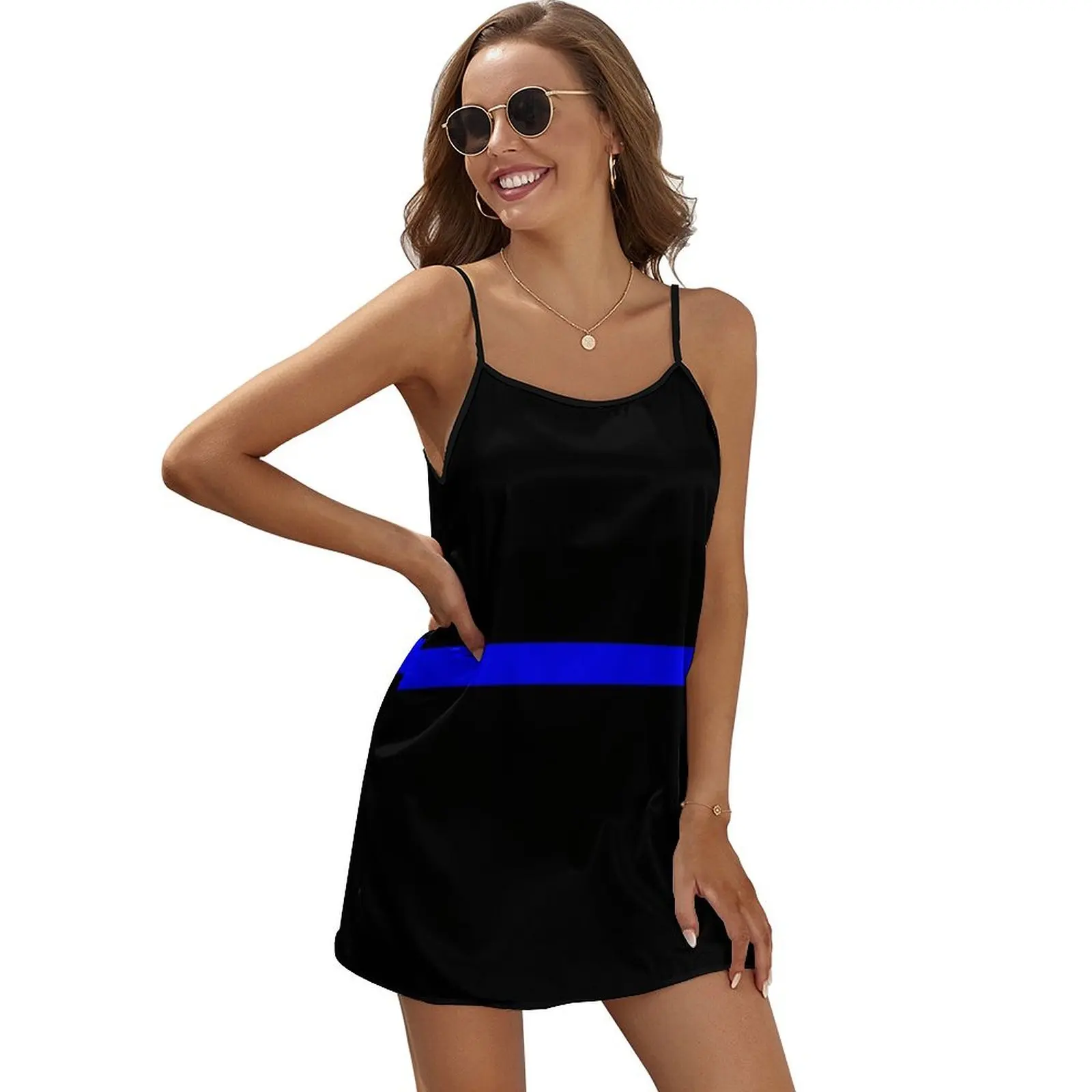 

The Thin Blue Line Sleeveless Dress cute dress luxury woman party dress