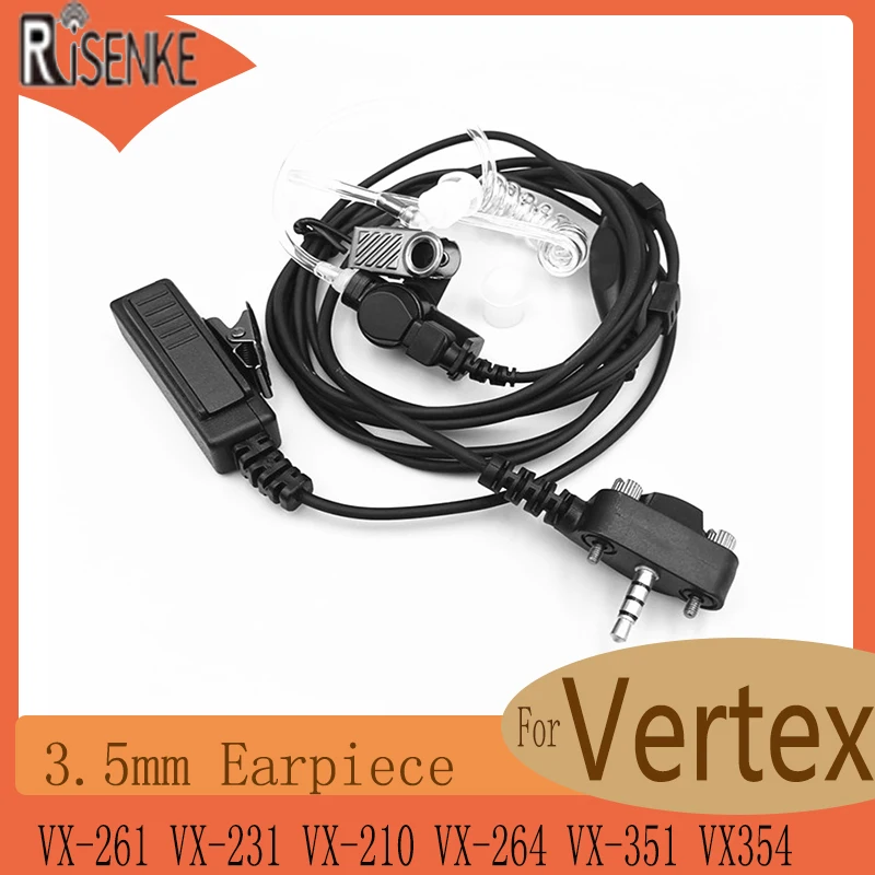 RISENKE-Walkie Talkie Headset for Vertex VX-261,VX-231,VX-210,VX-264,VX-351,VX354 Radio,3.5mm,Single Pin,Acoustic Tube Earpiece