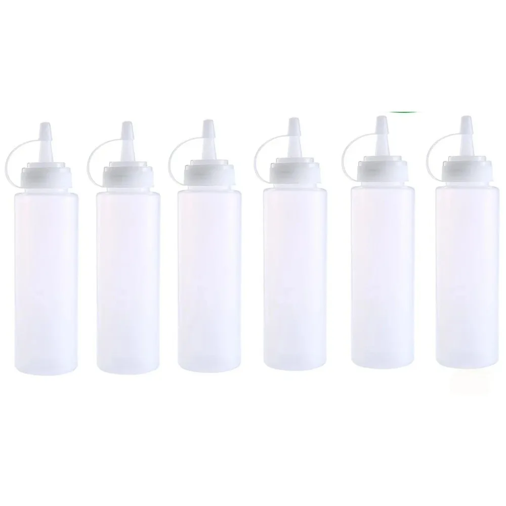 Condiment Squeeze Bottle 6pcs Hot Sauces Olive Oil Ketchup Mustard Dispensers 230 Ml