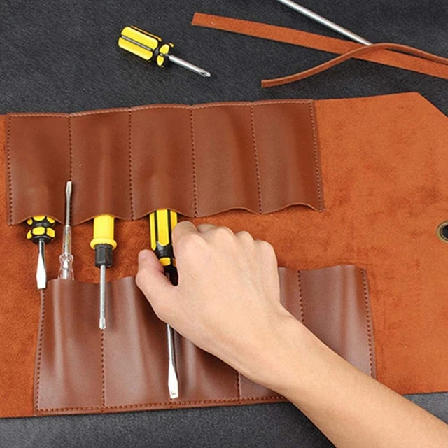 Leather Tool Roll, Leather Tool Kit Storage Bag, Multi Functional