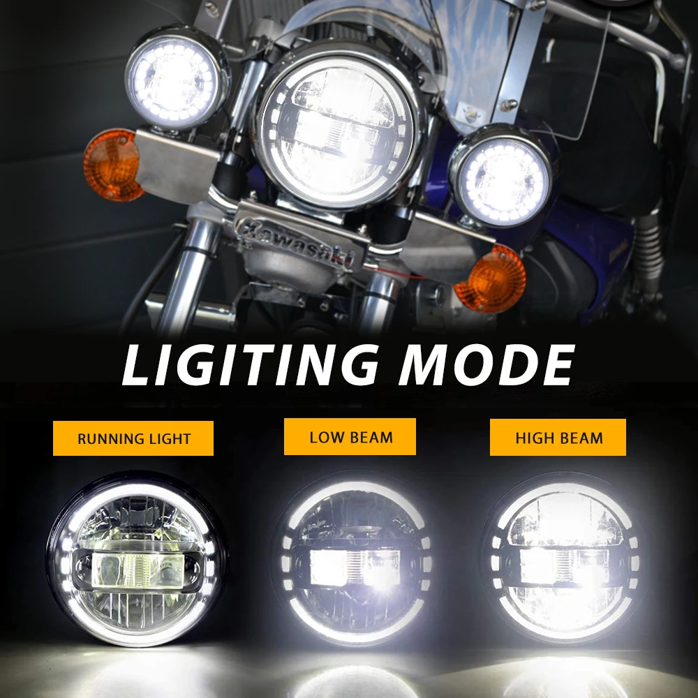 4.5インチ　LEDヘッドライト　ショベル　ツインカム　エボ　管051107 Amazon | Ranzek LEDヘッドライト 4インチ hi/loビーム 60W LED