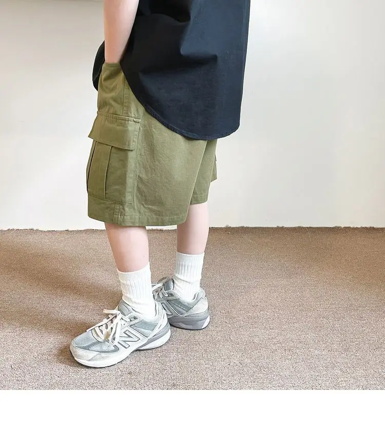 3-13year Children Shorts Teenager Boys Shorts Summer Kids Knee Length Straight Shorts Boys Linen Cotton Capris Track Pant Casual