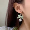 Korean Forest Series Fresh Little Daisy Clip on Earrings No Piercing Vintage Lattice Bow Daisy Flower Ear Clip Earrings Women 5