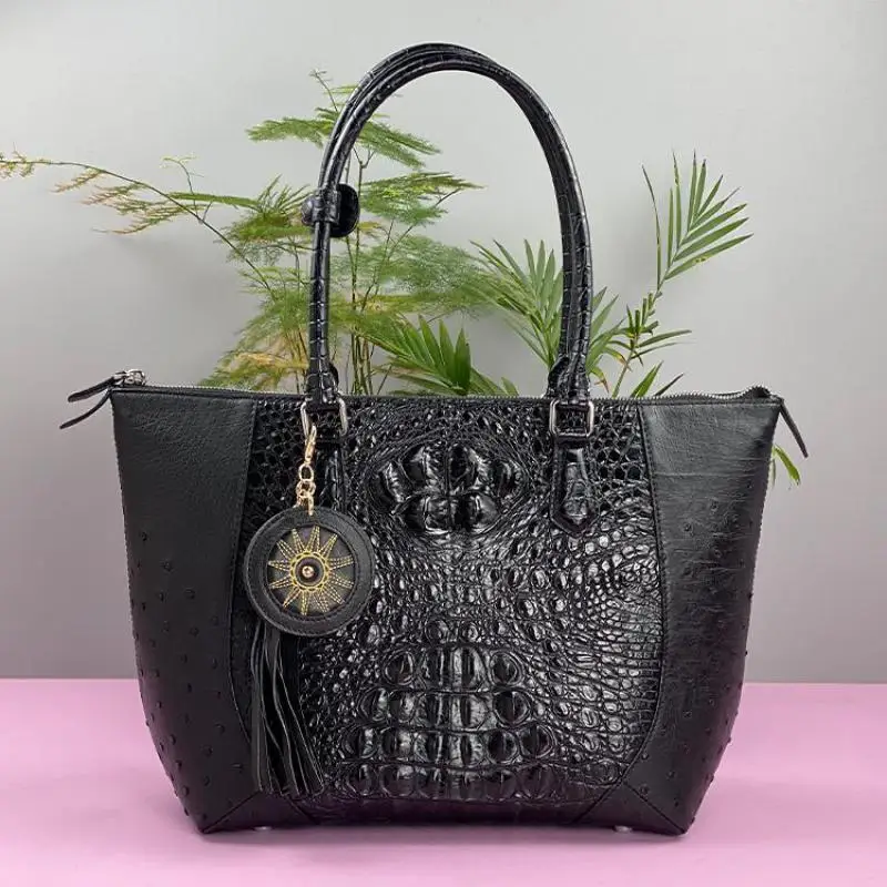 

Top Noble Luxury Brand Women's Bag High Quality High Capacity Genuine Leather Crocodile Tote Bag Famous Designer Handbag Women
