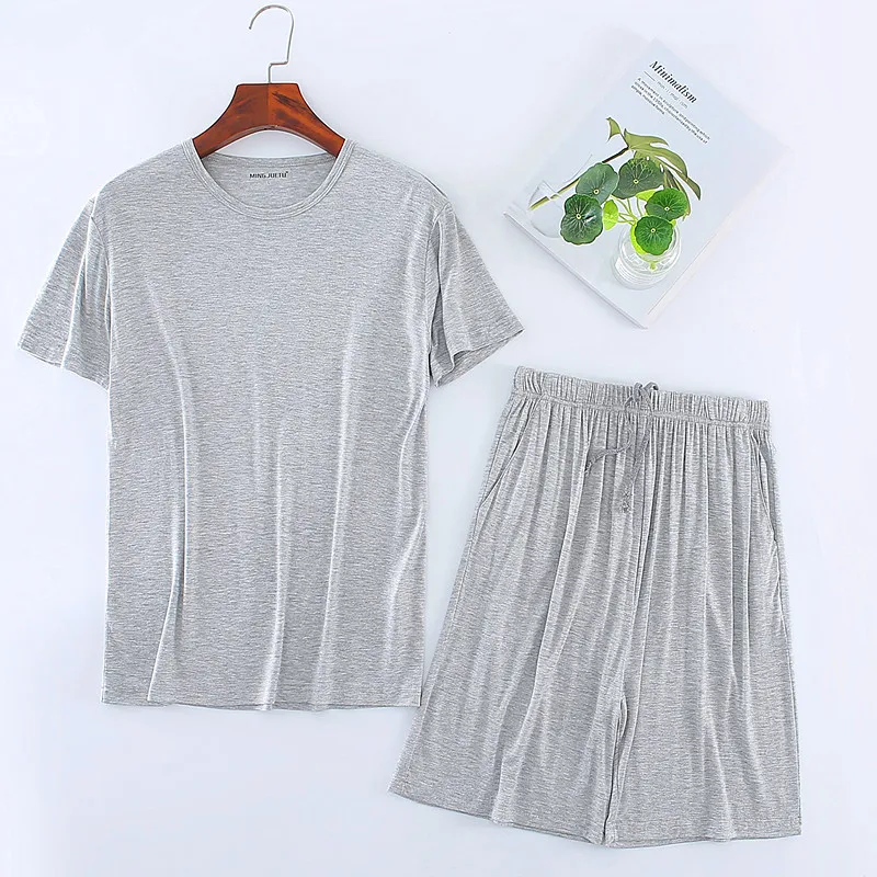 Men's Modal T-shirt Set, Short Sleeved Shorts, Home Clothing, Casual Sportswear, Plus Size Pajamas, Summer Men's clothing