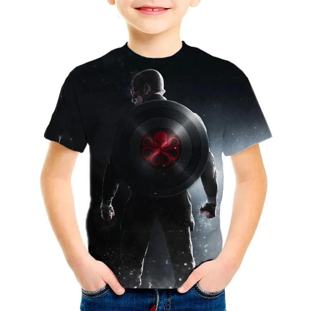 2022 Summer T-Shirt Girls boys Captain America Cartoon Print kids Clothes Fashion Harajuku Children'S Clothing Avengers T Shirt 2