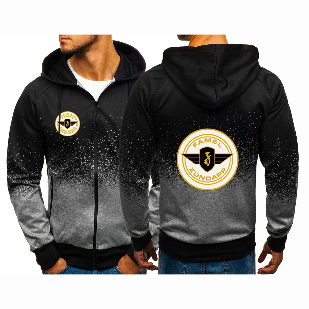 Cotton Gradient Zipper Hoodie Sweatshirt for Men