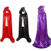 Medieval Wizard Vampire Solid Color Cloak Cosplay Costume Adult Kids Witch Hooded Cloak Halloween Carnival Party Dress Up Cape 1