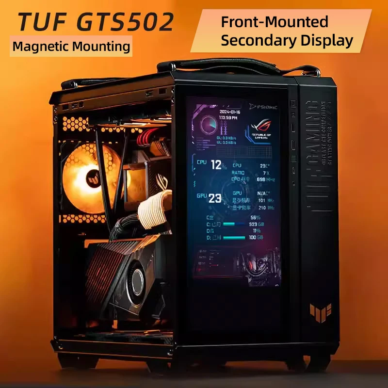 맞춤형 PC 케이스 모니터링 보조 디스플레이, TUF GT502 풀뷰 에디션, AIDA64 시스템 모니터 화면, 게이밍용 호환