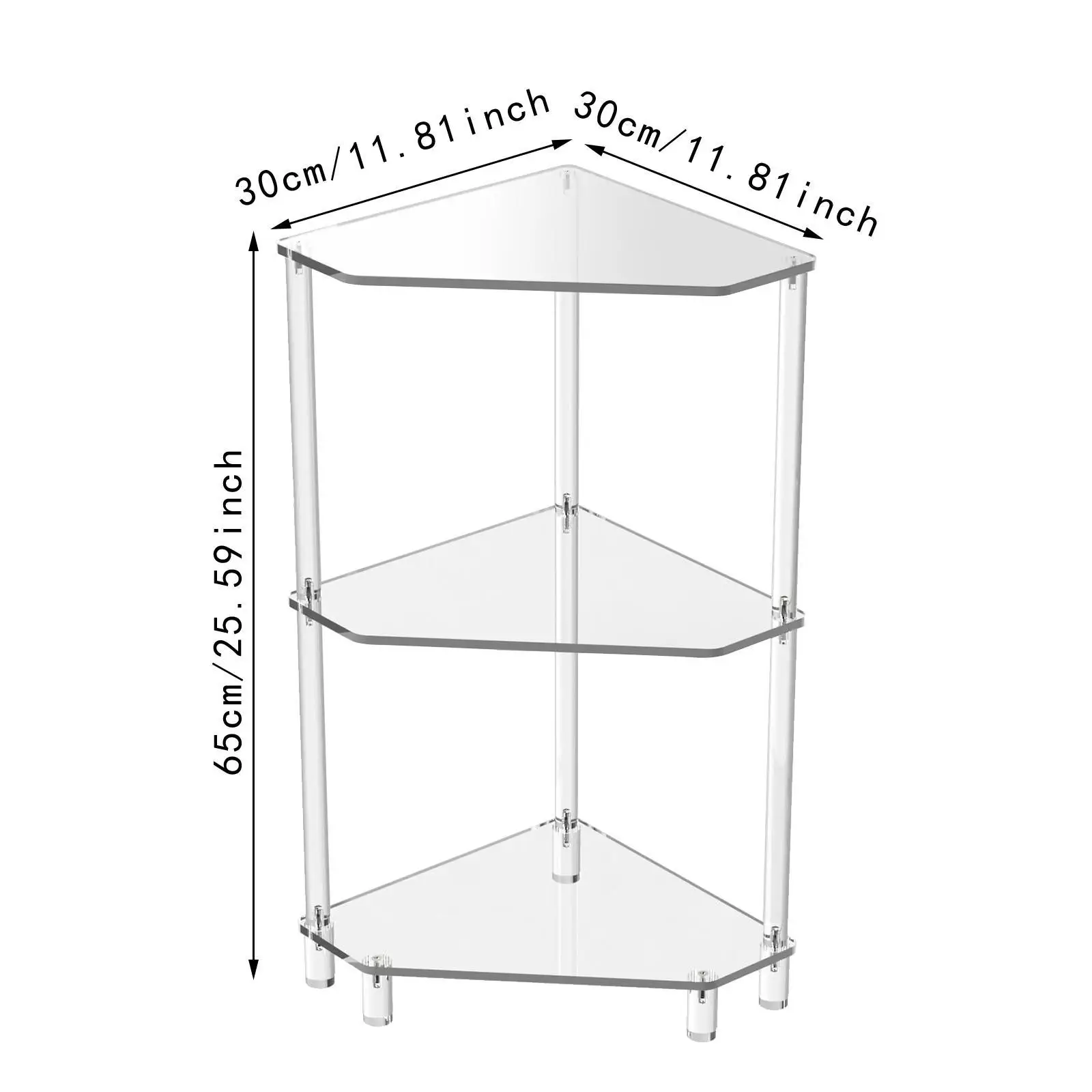 Acrylic Corner Side Table, Corner Shelf Stand, Easy to Clean End Table, 3 Tier for Home Bedroom Small Space Bedside Acrylic Corner Side Table, Corner Shelf Stand, Easy to Clean End Table, 3 Tier for Home Bedroom Small Space Bedside
